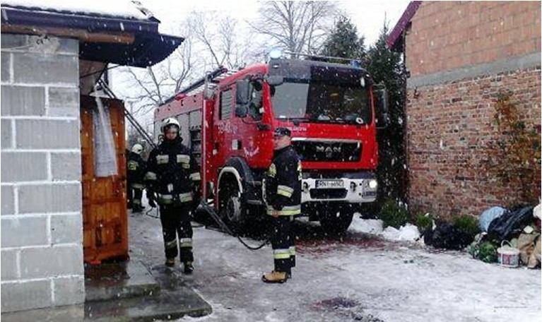 Pożar domu w Kopkach