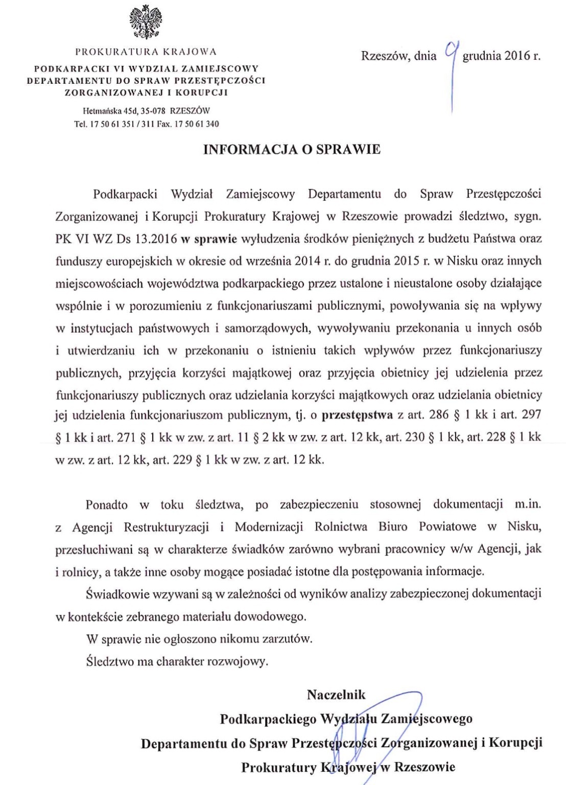 Afera korupcyjna w niżańskim ARiMR..?