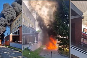 Karetka spłonęła tuż przed drzwiami szpitala!-10719